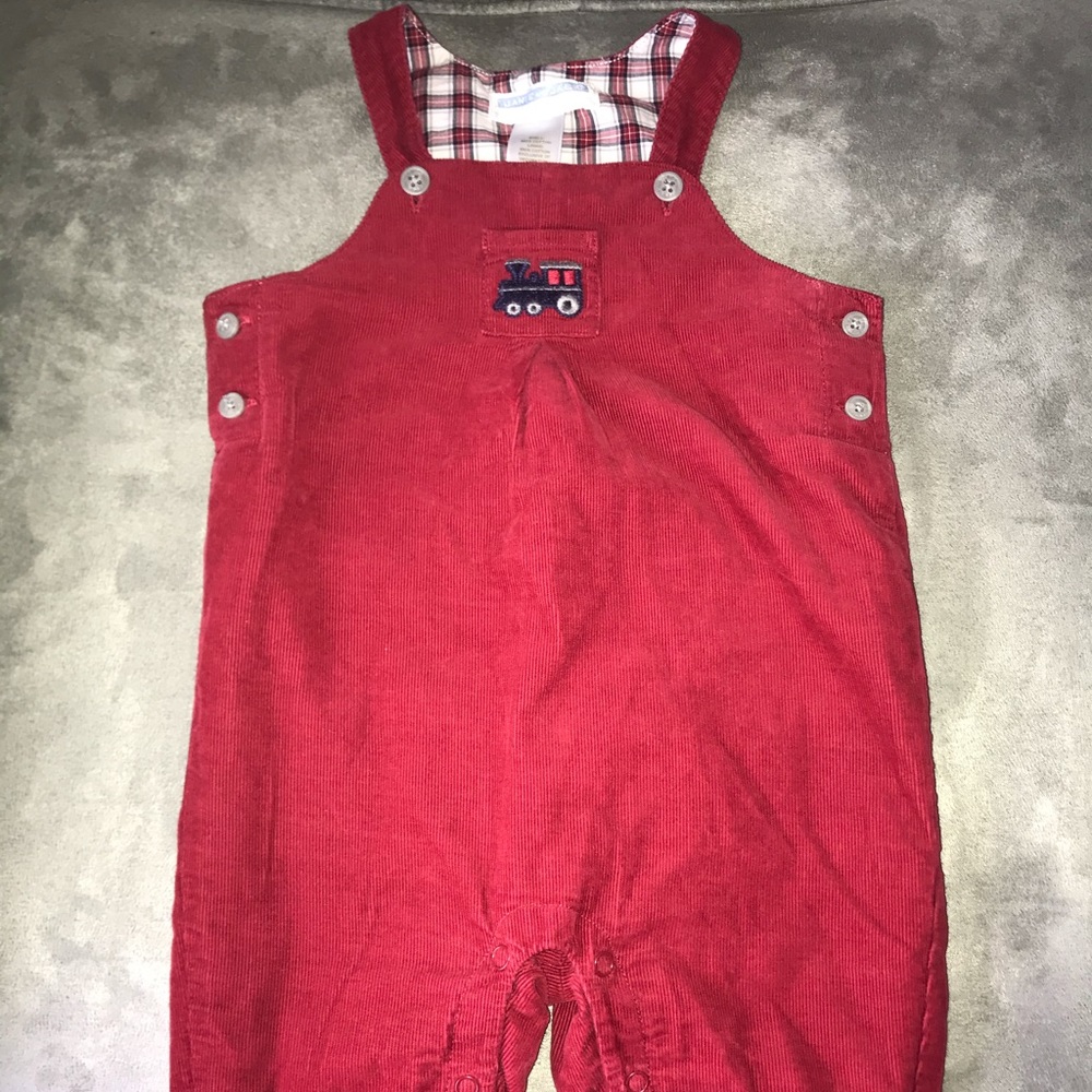 Janie and Jack 3-6 months train overalls